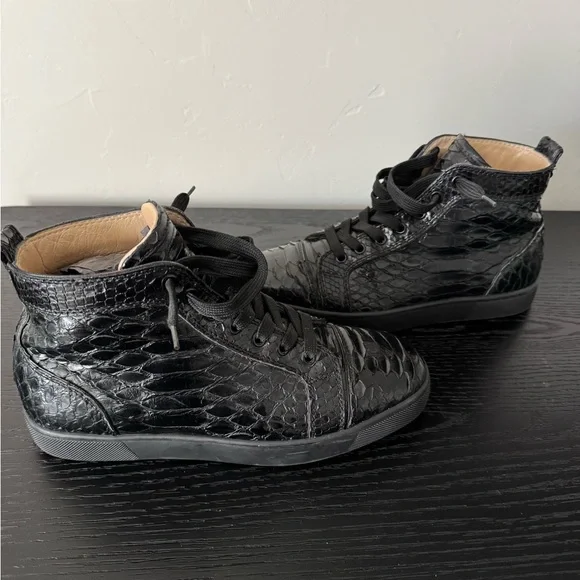 Christian Louboutin Black Python High-Top Sneakers - Picture 2 of 6